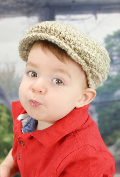 1T to 2T Tan & Cream | Irish wool Donegal newsboy hat, flat cap, golf hat | newborn, baby, toddler, boy, & men's sizes
