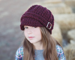 4T to Preteen Kids Red Wine Buckle Beanie