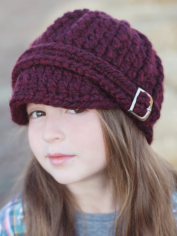 4T to Preteen Kids Red Wine Buckle Beanie by Two Seaside Babes