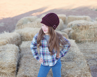 4T to Preteen Kids Red Wine Buckle Beanie