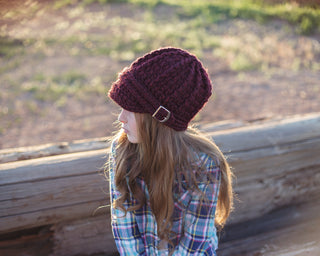 4T to Preteen Kids Red Wine Buckle Beanie