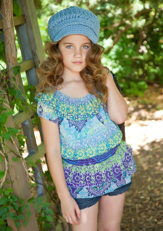 4T to Preteen Light Blue Buckle Newsboy Cap