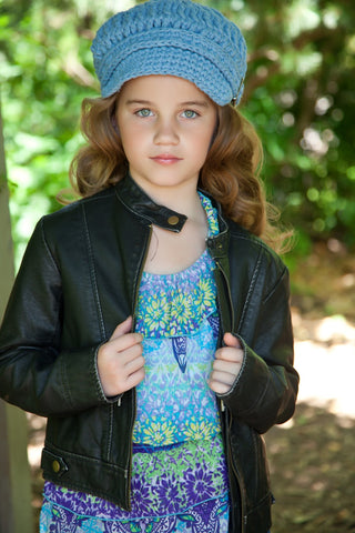 4T to Preteen Light Blue Buckle Newsboy Cap