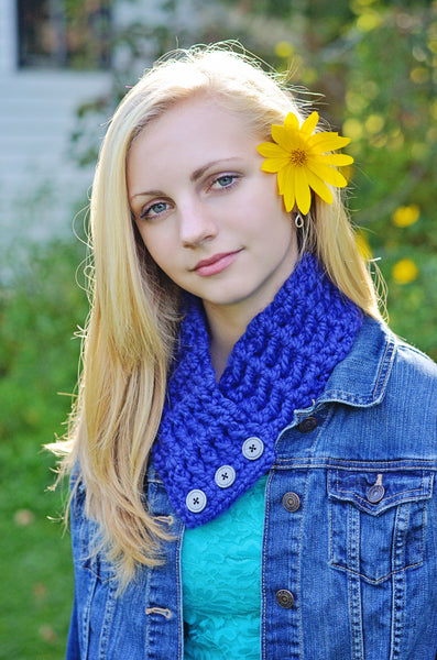 Cobalt blue button scarf