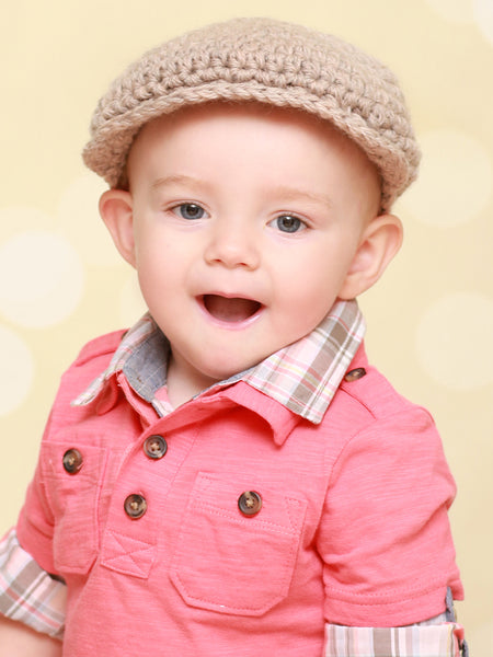 1T to 2T Tan | Irish wool Donegal newsboy hat, flat cap, golf hat | newborn, baby, toddler, boy, & men's sizes by Two Seaside Babes