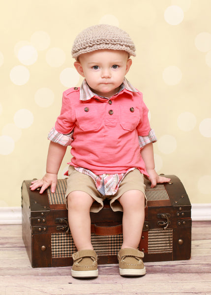1T to 2T Tan | Irish wool Donegal newsboy hat, flat cap, golf hat | newborn, baby, toddler, boy, & men's sizes