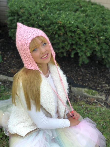 Baby pink pixie elf hat