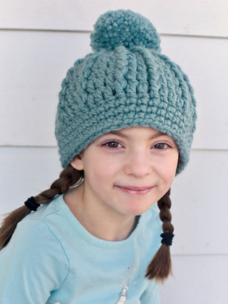 Seafoam pom beanie winter hat by Two Seaside Babes