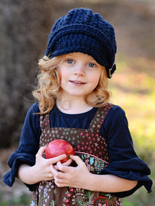 4T to Preteen Kids Navy Blue Buckle Beanie by Two Seaside Babes