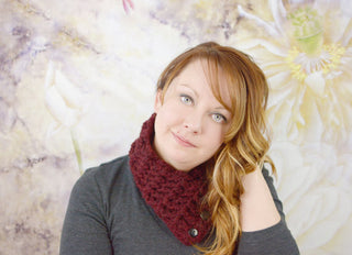 Adult Red Wine Button Scarf