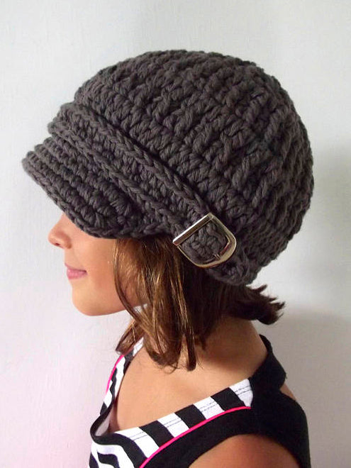 4T to Preteen Elephant Gray Buckle Newsboy Cap by Two Seaside Babes