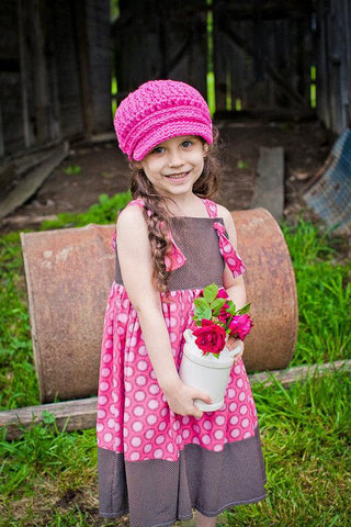 2T to 4T Toddler Girl Hot Pink Buckle Newsboy Cap