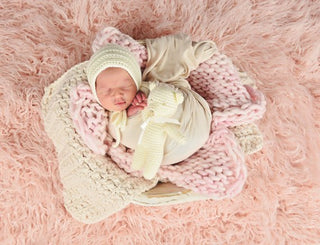 Cream Sparkle | newborn photo prop layering baby blanket, basket stuffer, bucket filler