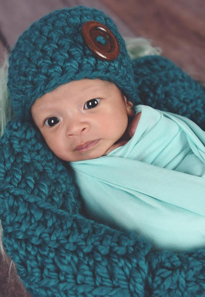 Teal | newborn photo prop layering baby blanket, basket stuffer, bucket filler