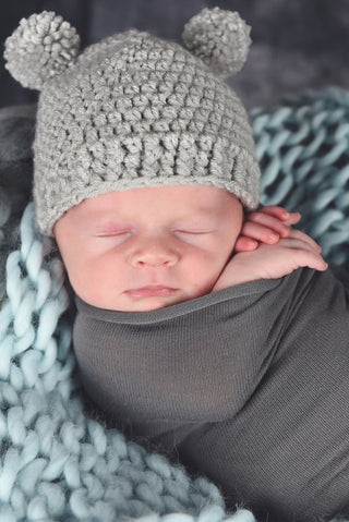 Gray Mini Pom Pom Bear Hat