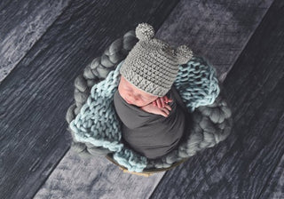 Gray Mini Pom Pom Bear Hat