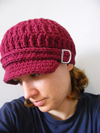 Adult Red Wine Buckle Newsboy Cap