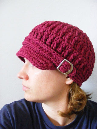 Adult Red Wine Buckle Newsboy Cap