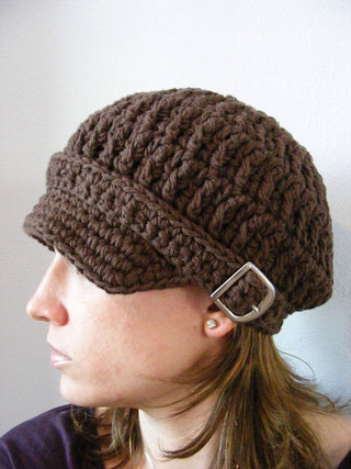 Adult Chocolate Brown Buckle Newsboy Cap