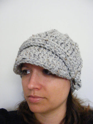 Adult Gray Marble Buckle Beanie