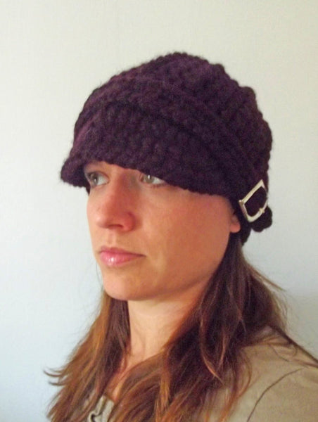 Adult Purple Eggplant Buckle Beanie
