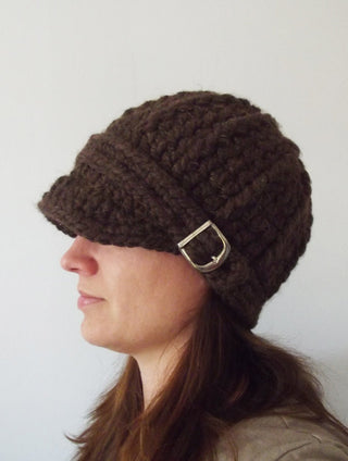 Adult Dark Brown Wood Buckle Beanie by Two Seaside Babes