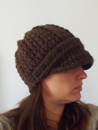 Adult Dark Brown Wood Buckle Beanie