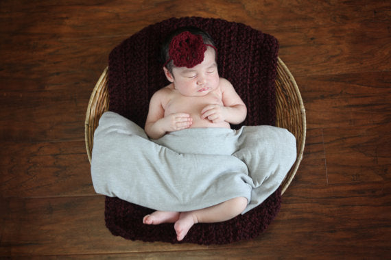 Red Wine | newborn photo prop layering baby blanket, basket stuffer, bucket filler