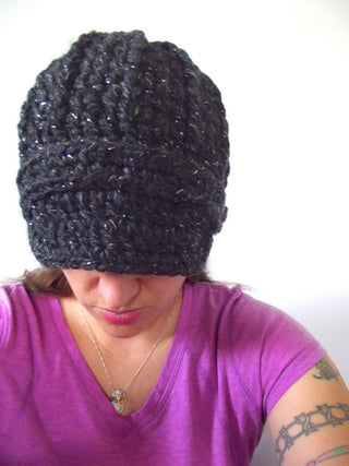 Adult Charcoal Sparkle Buckle Beanie