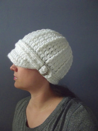 Adult White Sparkle Buckle Beanie by Two Seaside Babes