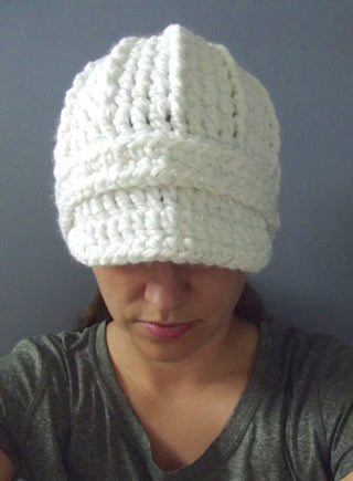 Adult White Sparkle Buckle Beanie