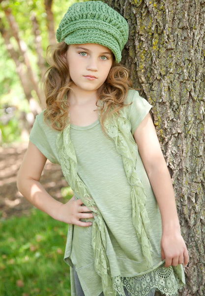4T to Preteen Olive Green Buckle Newsboy Cap