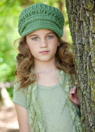 4T to Preteen Olive Green Buckle Newsboy Cap