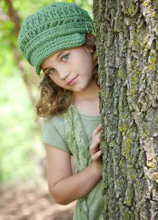 4T to Preteen Olive Green Buckle Newsboy Cap