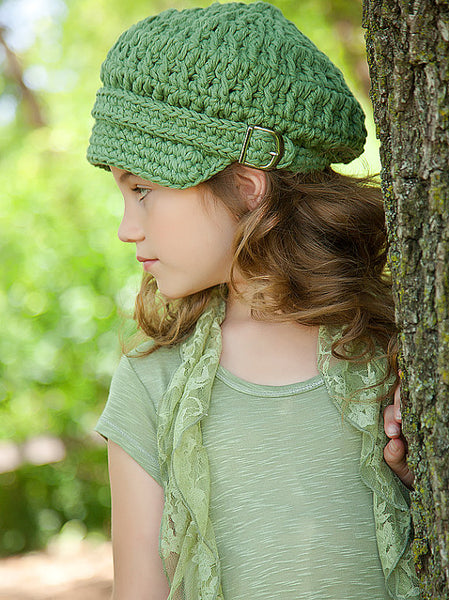 4T to Preteen Olive Green Buckle Newsboy Cap