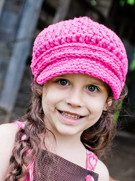 2T to 4T Toddler Girl Hot Pink Buckle Newsboy Cap by Two Seaside Babes