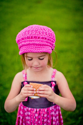 2T to 4T Toddler Girl Hot Pink Buckle Newsboy Cap