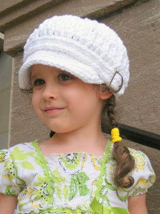 2T to 4T Toddler White Buckle Newsboy Cap by Two Seaside Babes