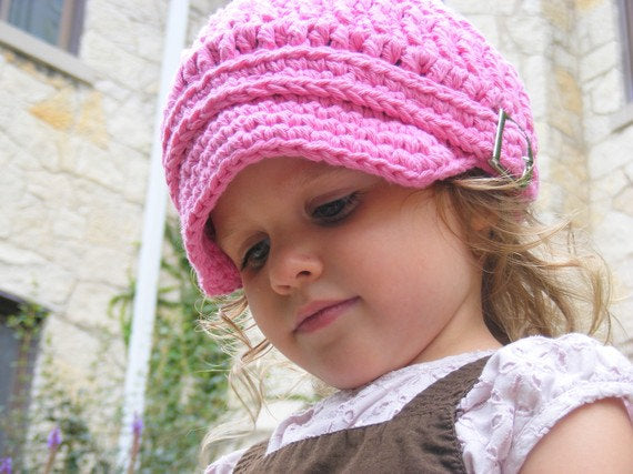 1T to 2T Toddler Girl Pink Buckle Newsboy Cap