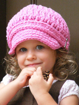 1T to 2T Toddler Girl Pink Buckle Newsboy Cap by Two Seaside Babes