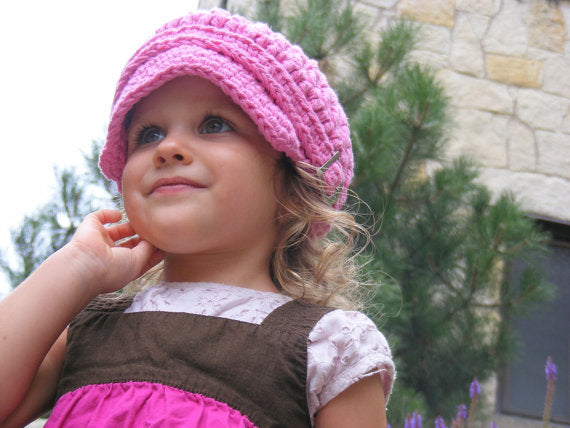 1T to 2T Toddler Girl Pink Buckle Newsboy Cap