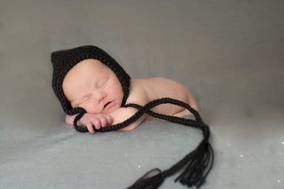 Black Pixie Elf Baby Hat