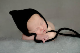 Black Pixie Elf Baby Hat