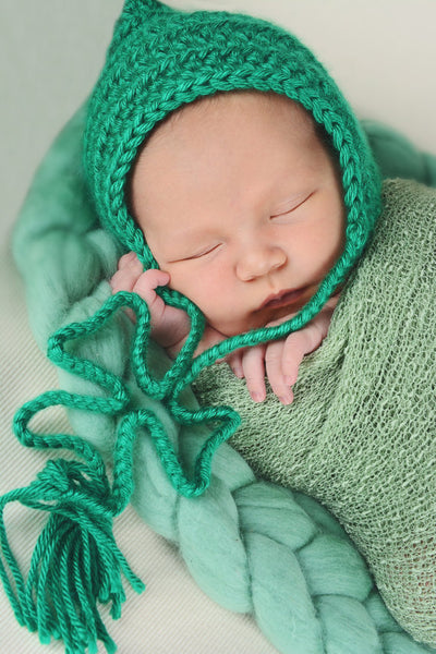 Green Pixie Elf Baby Hat