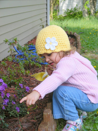 Yellow flapper beanie hat | 40 flower colors available