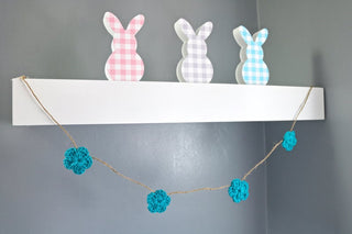 Turquoise blue Spring & Easter flower farmhouse garland