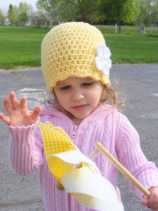 Yellow flapper beanie hat | 34 flower colors available
