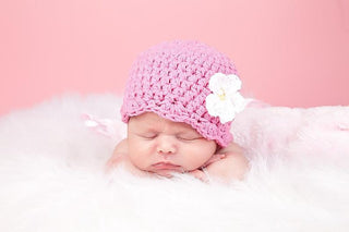 Pink flapper beanie hat | 40 flower colors available