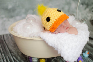 Yellow & orange rubber ducky baby hat