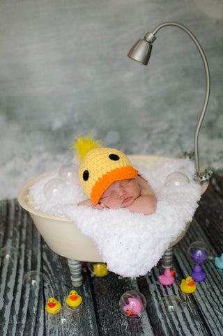 Yellow & orange rubber ducky baby hat